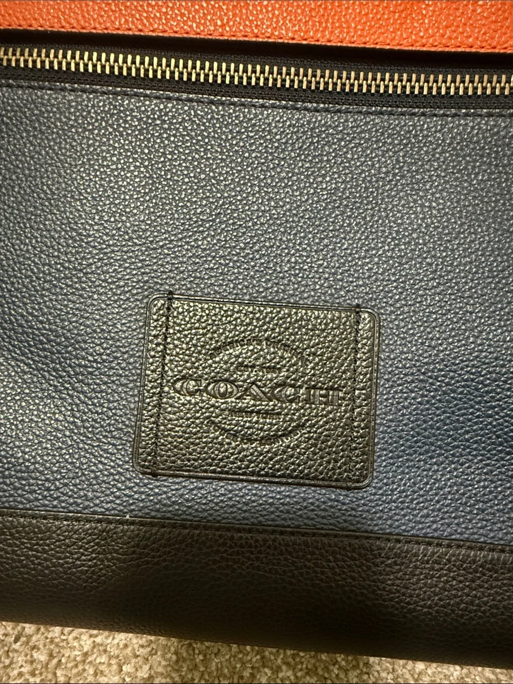 Coach Black, Navy & Orange Men's Leather Messenger Bag